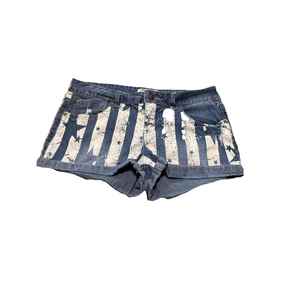 Ashley Lowrise ~ Women's Blue Striped Denim Short Shorts ~ Women's Size 9 ~